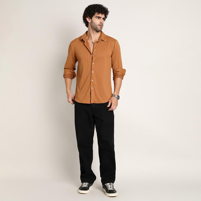 Image of CAHOOT Men's Shirt for Casual Wear | Mid-Rise | Regular Fit | Button Closure | Shirt Crafted with Comfort Fit for Everyday Wear