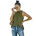 Scollo all'Americana Tops Donna Sciolto Senza Maniche Volant Orlo Fresco Dolce Chiffon Donna Shirt semplicità Colore Solido Leopardo Estive Vacanze Partito Canotta Donna J-Army Green L