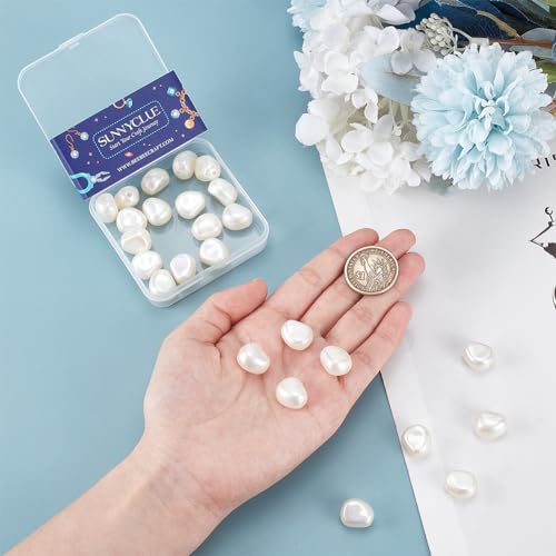 SUNNYCLUE 1 Box About 30Pcs Plastic Beads Bulk Imitation Pearls Bead Big Large White Baroque Pearl Loose Pearls Charms for jewellery Making Beads Assortments DIY Crafts Necklace Bracelet Earring - Image 3