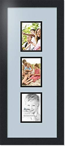ArtToFrames Collage Photo Frame Double Mat with 3 - 3.5x5 Openings and Satin Black Frame