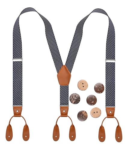 Image of Suspenders for Men Button End Adjustable Y-Back Elastic 47 Inches