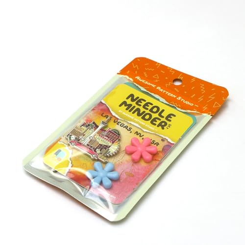 Image of Awesome Pattern Studio Needle Minder Set - Las Vegas Magnetic Needle Minder + 2 Needle Threaders. Enamel Pin for Cross Stitch, Embroidery and Craft