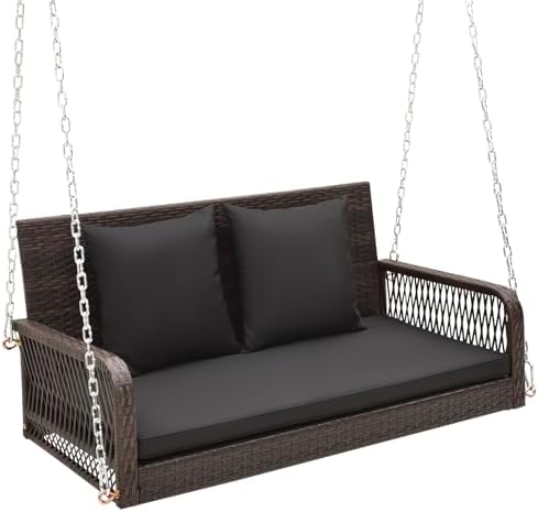 Amazon.com : DWVO 3 Seats Porch Swing Hanging Bench Swing Outdoor ...