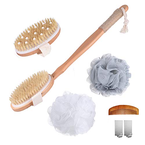 Spclsim Bath Sponge Set Shower Loofahs Natural Loofah Sponge for Women and Men (Bath ball and brush)