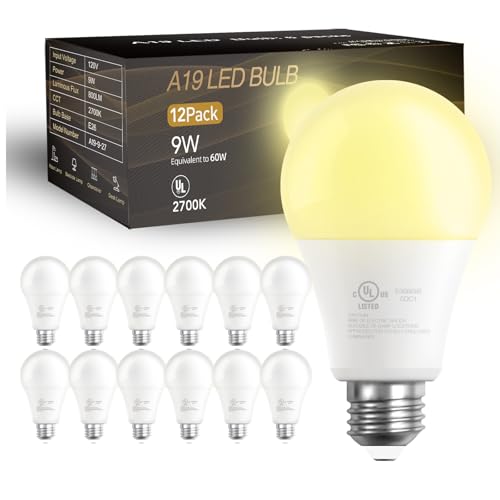 DAYBETTER 12 Pack A19 LED Light Bulbs, 60 Watt Equivalent LED Bulbs, Long Lifespan High Brightness 800LM Warm White 2700K, E26 Standard Base Light Bulbs for Home Bedroom Office, Non-Dimmable DAYBETTER 12 Pack A19 LED Light Bulbs, 60 Watt Equivalent LED Bulbs, Long Lifespan High Brightness 800LM Warm White 2700K, E26 Standard Base Light Bulbs for Home Bedroom Office, Non-Dimmable