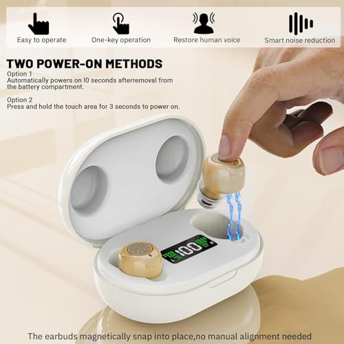 Image of OTC Hearing Aids for Seniors, Clear TV Sound, Noise Reduction, Rechargeable | 8 Hearing Aid Domes for Adult,3 Scene Modes (Meeting /Sport /Outdoor),Volume Memory,Compact In-Ear Design,Auto on /off