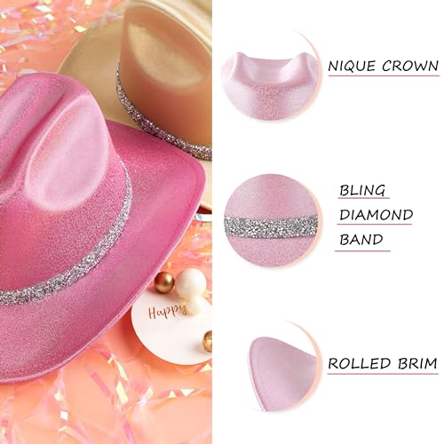 Image of Cowboy Hat for Women Bling Diamond Party Disco Cowgirl Hat