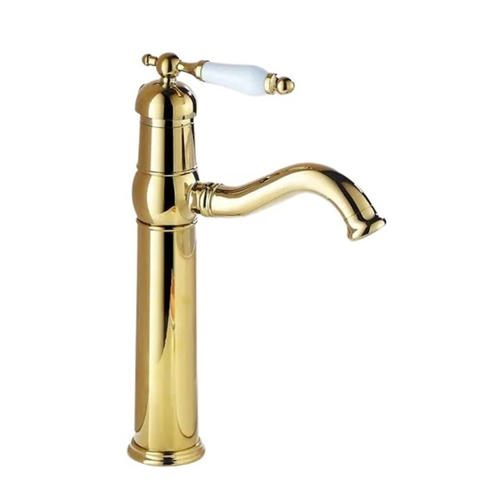 Mitigeur d'évier en or classique au design de silhouette polie pour salle de bain