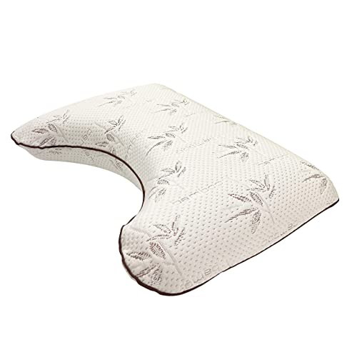 ABAKUHAUS Almohada viscoelástica ortopédica Crescent Bamboo Cover con funda extraíble lavable a máquina Sham Side Sleeper acolchado de espuma elástica Hotels Grade Anti Snore, 61 cm x 41 cm, color