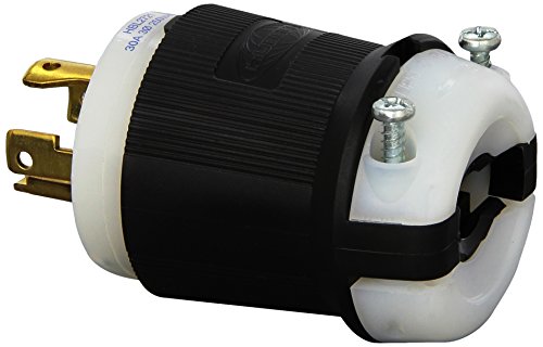 Hubbell Hbl2721 Locking Plug, 30 Amp, 3 Phase, 250V, L15-30P, Black And White #TOP1