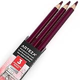 Arteza Professional Watercolor Pencils, Pack of 3, А412 Burgundy, Water-Soluble Pencils for Coloring, Blending, Layering & Watercolor Techniques