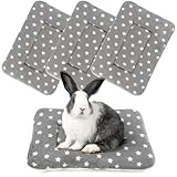 Tierecare 4-Pack Rabbit Bed, Washable Bunny Mat, Fleece Guinea Pig Bedding, Soft Flannel Small Animal Cage Liner, Blanket for Hamster Ferret - 19"x13"