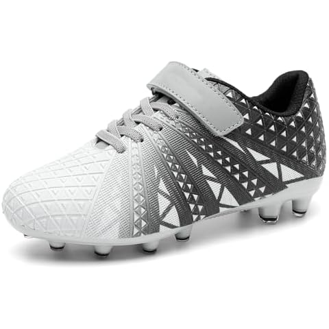 Littleplum Unisex-Kids Soccer Cleats for Boys Girls Turf Firm Ground No-Tie Football Shoes Durable Cover