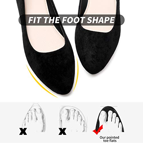 Heawish Women’s Black Flats Shoes Comfortable Suede Pointed Toe Slip On Casual Ballet Flats Dress Shoes Nude Flats(Black, Us8) #TOP3