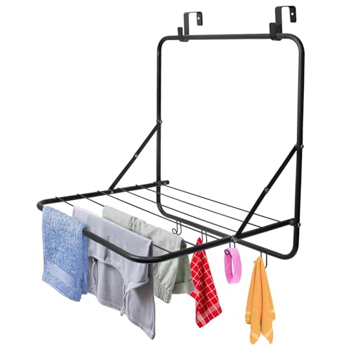 DANIEL JAMES Housewares Over The Door Hanging Clothes Airer, Overdoor Utility Clothes Drying Rack, Foldable Clothes Airer, Hanging Washing Laundry Airer, Indoor Clothes Dryer Rack, 2.4m Drying Space