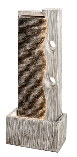 Dehner Gartenbrunnen Eclipse mit LED Beleuchtung, ca. 100 x 40 x 19.8 cm, Polyresin, grau