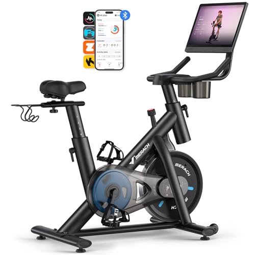 MERACH Exercise Bike, Magnetic Resistance Stationary Bike with Screen, 300lbs...