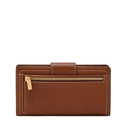 Image of Fossil Women's Logan Leather Wallet RFID Blocking Tab Clutch