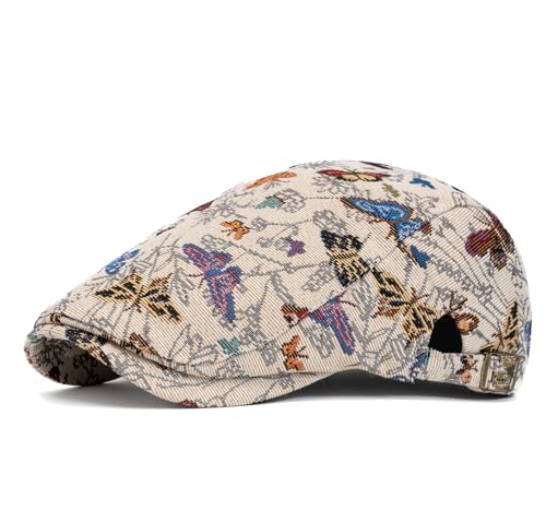 Image of Quanhaigou Men's Cotton Flat Ivy Gatsby Newsboy Driving Hat Adjustable Irish Cabbie Ivy Driving Hunting Cap