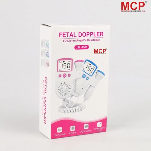 Image of MCP Healthcare Fetal Doppler - Your Portable Companion for Pregnancy: 50-230M Measuring Hz, LCD Display, Pocket Size (Pink)