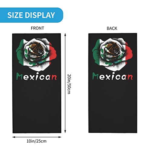 Mexican Mexico Flags and Rose Seamless Neck Gaiter Face Mask Seamless UV Protection Shield Scarf Bandana for Motorcycle Cycling Riding Running Headbands2