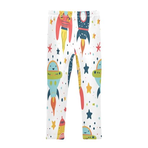 Bolaz Toddler Girls Leggings Printed Yoga Pants Leggings Yellow Blue Rocket for Kids2