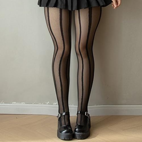 Sexy Black Stripes Patternd Sheer Tights for Women, 20 Denier Nylons Black Tights Stockings