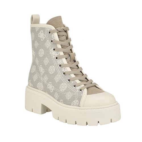 GUESS Damen Shutter Springerstiefel, Elfenbeinfarbenes Logo,...