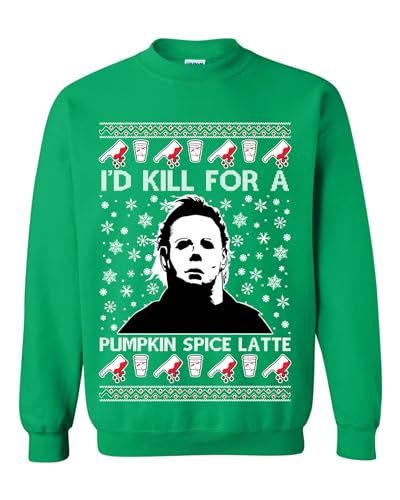 "I'd Kill For A Pumpkin Spice Latte Michael Myers Funny Xmas Ugly Christmas Sweater Sweatshirt2
