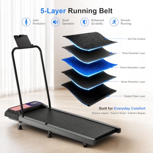 Image of Walking Treadmill Pad with 0-8% Incline,2.5HP Walking Treadmill Mat for Home & Office,Portable Treadmill with Handle Bar