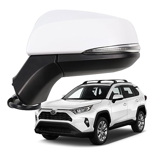 Liizoo Side Mirror for RAV4 2023 2022 Car Door Mirror Fits for Toyota RAV4 2019 2020 2021 Left Driver Side | Power | Heated |Turning Signal |BSM |replace partslink TO1320384,TO1320388| WHITE (LH)