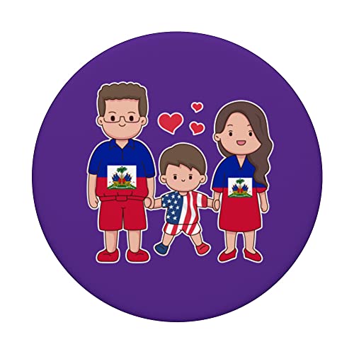 American Haitian family. Together we build our future! PopSockets Swappable PopGrip, Black - Image 3