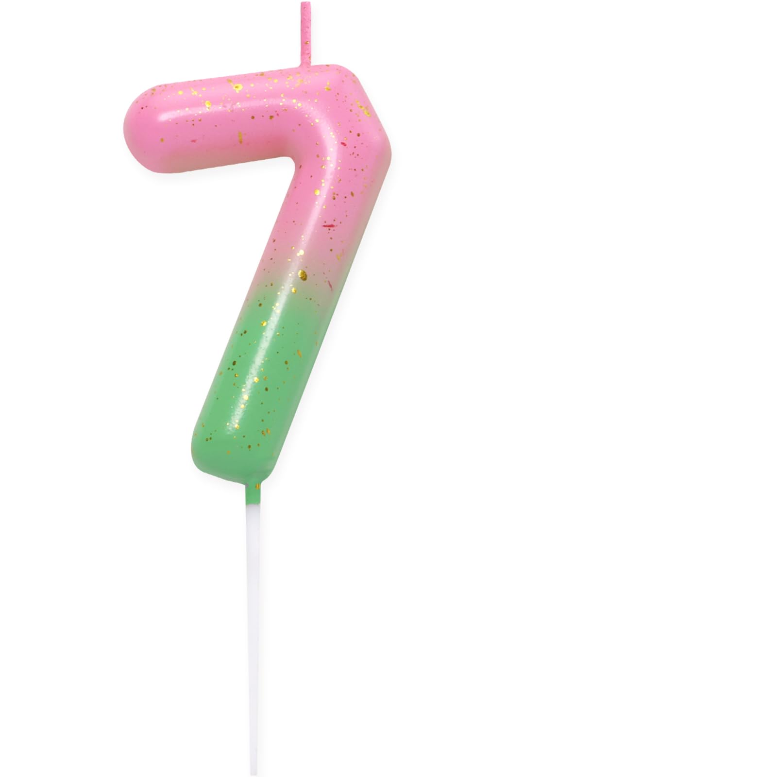 Pink Green Number 7 Candle Happy Birthday 3D Number Candles for Birthday Cake Party Decoration Wedding Anniversary Celebration Supplies
