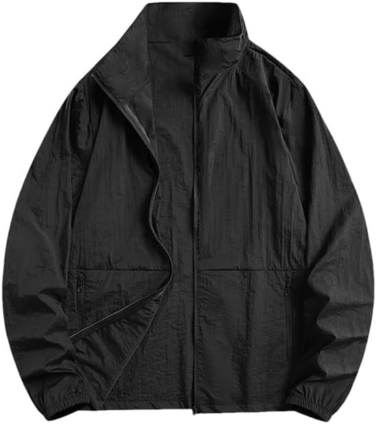 Men Casual Fishing Bike Zipper Jacket With Pocket Gym Running Outdoor Thin Jacket
