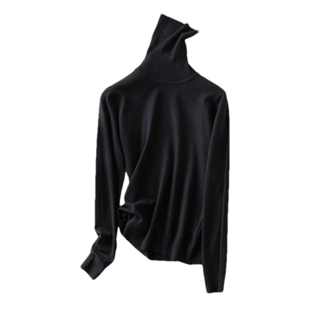 Maglione da donna a collo alto, oversize, tinta unita, lavorato a maglia, per autunno e inverno