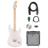 Fender Squier Sonic Stratocaster HT - Arctic White Bundle with Frontman 10G Amp, Instrument Cable, Tuner, Strap, Picks, and Austin Bazaar Instructional DVD