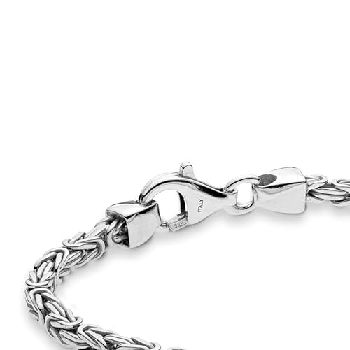 Miabella Italian Rodium Plated 925 Sterling Silver 2.5Mm Dainty Solid Square Byzantine Bracelet For Men, 925 Handmade In Italy (Length 7.5 Inch) #TOP1