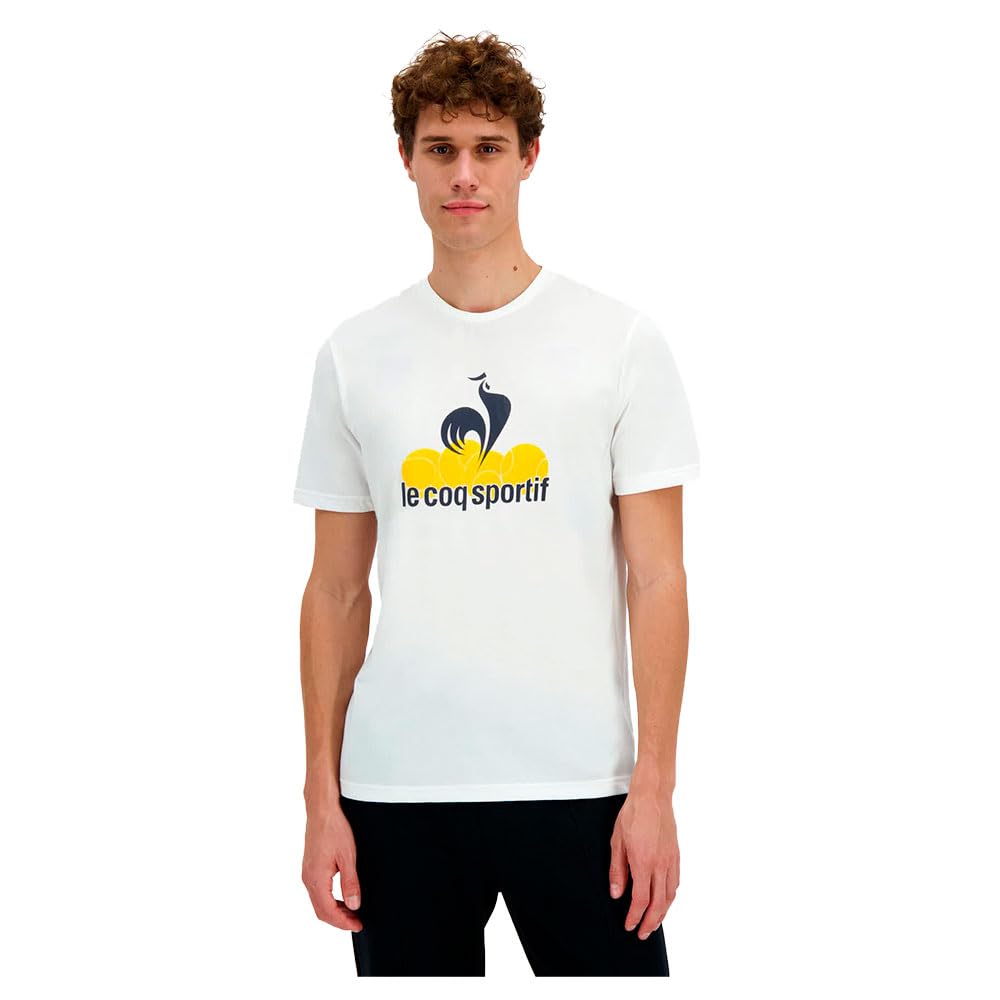 Le Coq Sportif - Tee Tennis Graphique Homme SS 25 N°1 M - Coton Polyester Confortable - Design Relief Doux - Idéal Entraînement Sportif - Taille XL - New Optical