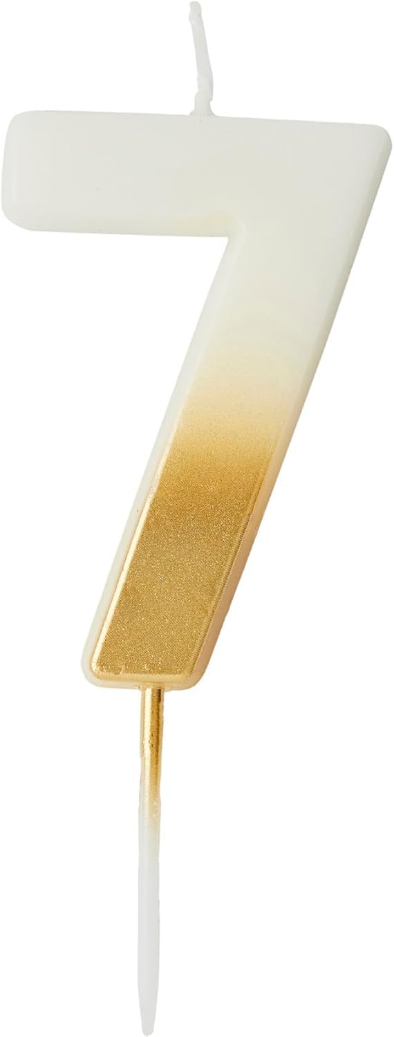 Gold Ombre Number 7 Birthday Candle