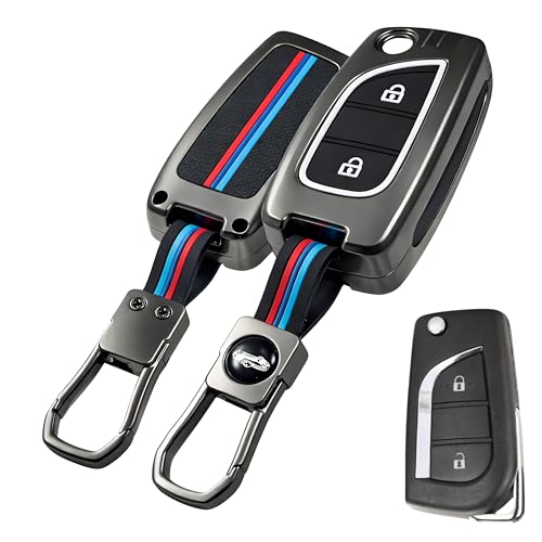 Image of Car Key Cover Compatible for Toyota Innova Crysta, Corolla Altis Stylish Full Protection 2-Button Flip Key | Glow-in-The-Dark Car Key Protector