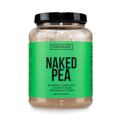 NAKED Chocolate Pea Protein Isolate from North American Farms Only 3 Ingredients Chocolate Vegan Protein NSF Certified Gluten-Free Soy Free GMO Free - 2LB