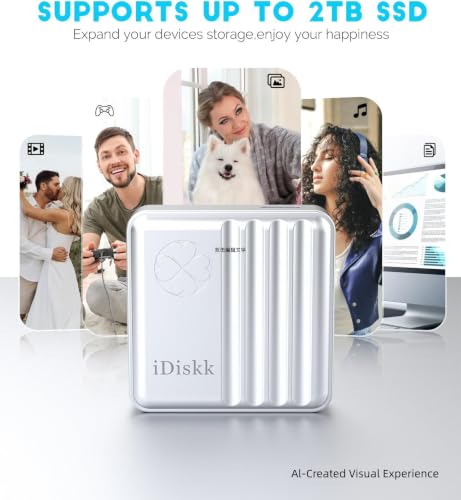 Image of iDiskk Disk 10Gbps M.2 NVMe SSD Enclosure with Active Cooling System for iPhone 15,Windows,Android,OS, USB C 3.2 Gen2, Enclosure NVMe Reader Supports M Keys and Size 2230 SSDs, Supports Up to 2TB