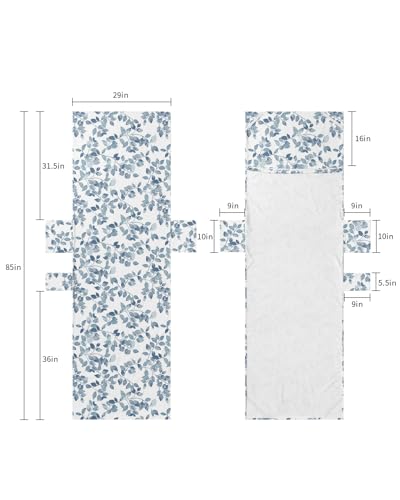 Blue Botanical Beach Lounge Chair Towel Cover, Soft Chaise Lounge Towel with Side Pockets Patio Pool Chairs Cover for Beach/Pool Sunbathing 29x85 Watercolor Blue Leaf Pastoral