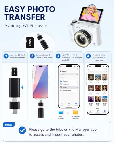 Image of W & O Digital Camera for Teens,Kids Digital Camera with 32G SD Card,3 inch 180 Flip Screen Camera for Photography Vlogging with Fill Light,Y2K CCD,Point and Shoot Digital Cameras for Kids,Teens(Cream)