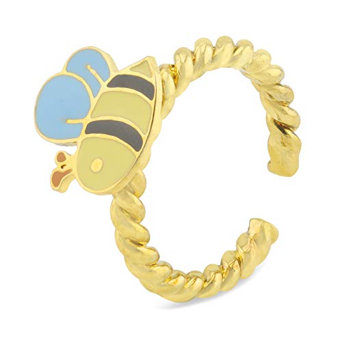 Preisvergleich Produktbild Monkimau Mädchen Ring Biene aus Messing Gold plattiert mit Emaille handbemalt