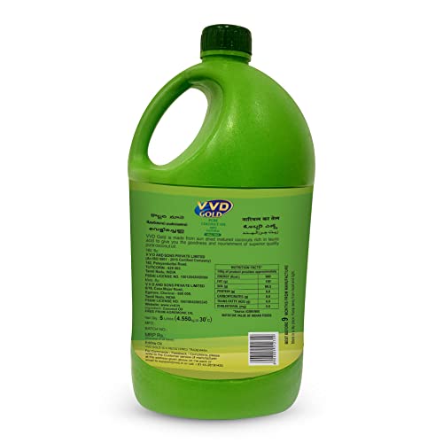 Image of VVD Gold Pure Coconut Oil - 5 Litre Can Super Saver pack | For Cooking Purpose | All purpose coconut oil - Perfect for Cooking, Skin Care, Hair Care,