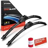 A-Premium Pack of 2 Windshield Wiper Blades with Wear Indicator & Towel - Compatible with Mazda MX-5 Miata 1990-2015, B2300 2001-2010, B2500 1998-2001, B3000, B4000-18