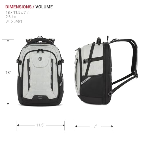 Image of SwissGear Travel Tech Pro Laptop Backpack - Fits Laptops up to 16 inch - ScanSmart TSA-Friendly Backpack with Multiple Organizer Pockets - Grey Heather