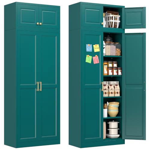 Image of Polup 86 inch Tall Metal Kitchen Pantry Storage Cabinet with Doors and Shelves