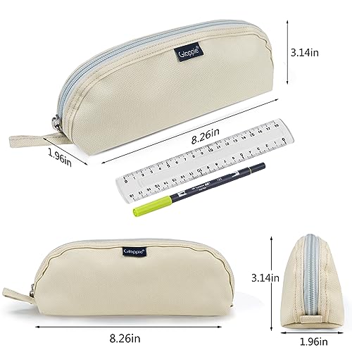 Image of Gloppie Pencil Pouch - Practical Pencil Case, Aesthetic Simple Pencil Bag, Small Pen Holder, Back to School Supplies for Girls Boys, Off White